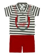 Conjunto Bebê Malha Listrada Capri e Moletinho Fone Sounds AZ