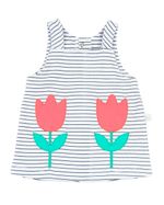 Vestido Bebê Menina Verão Salopete e Body Cotton com Bordados Aplicados de Tulipas