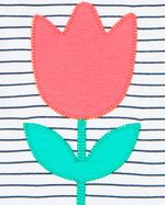 Vestido Bebê Menina Verão Salopete e Body Cotton com Bordados Aplicados de Tulipas