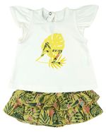 Conjunto Bebê Cotton e Tricoline Estampa Digital Folhagem
