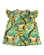 Conjunto Bebê Menina Tricoline Estampado Macaquinhos e Malha Laserwash