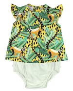 Conjunto Bebê Menina Tricoline Estampado Macaquinhos e Malha Laserwash