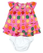 Conjunto Bebê Malha Estampa Digital Frutas com Florzinha de Malha Aplicada