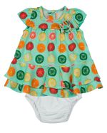 Conjunto Bebê Malha Estampa Digital Frutas com Florzinha de Malha Aplicada