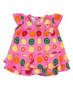Conjunto Bebê Malha Estampa Digital Frutas com Florzinha de Malha Aplicada
