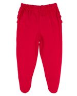 Calça Bebê Suedine Com Pezinho e Babados