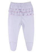 Calça Bebê Suedine Com Pezinho e Babados