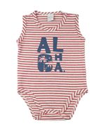 Body Bebê Sem Manga Malha Listrada Crisp Silk Screen Aloha