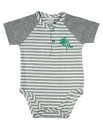 Body Bebê Menino Cotton Listrado Bordado Coqueiros