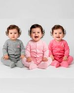 Macacão Bebê Plush Kit 3 Peças Básicas Pijama Bebê Menina