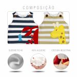 Macacão Bebê Sem Manga Listrado Kit 2 Peças Siri e Girafa