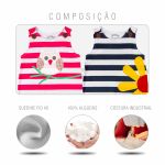 Macacão Bebê Sem Manga Listrado Kit 2 Peças Coruja e Margarida