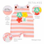 Macacão Bebê Sem Manga Listrado Kit 2 Peças Flores e Gatinha