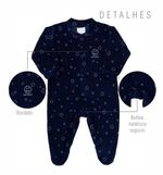 Macacão Bebê Menino Plush Estampado e Listrado Kit Macacão Plush Menino 3 Peças