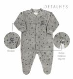 Macacão Bebê Menino Plush Estampado e Listrado Kit Macacão Plush Menino 3 Peças
