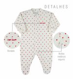 Macacão Bebê Menina Plush Estampado e Listrado Kit Macacão Plush Menina 3 Peças