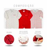 Macacão Bebê Menina Plush Estampado e Listrado Kit Macacão Plush Menina 3 Peças