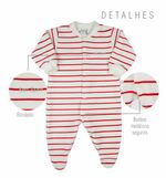 Macacão Bebê Menina Plush Estampado e Listrado Kit Macacão Plush Menina 3 Peças