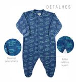 Macacao Bebe Menino Plush Estampado Liso e Listrado Kit Macacao Plush Menino Dinossauros 3 Pecas