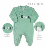 Macacao Bebe Menino Plush Estampado Liso e Listrado Kit Macacao Plush Menino Dinossauros 3 Pecas