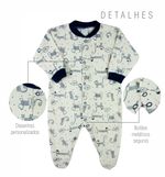Macacao Bebe Menino Plush Estampado Liso e Listrado Kit Macacao Plush Menino Cachorros 3 Pecas