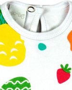 Macacao Bebe Menina Suedine Liso e Estampado Kit Macacao Body Sem Manga Menina Frutas 2 Pecas
