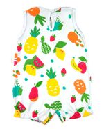 Macacao Bebe Menina Suedine Liso e Estampado Kit Macacao Body Sem Manga Menina Frutas 2 Pecas