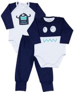 Kit Body e Culote Bebê Suedine Monstrinho Cute Friend