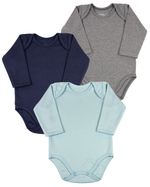 Kit 3 Body Bebê Suedine Manga Longa Cores