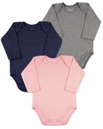 Kit 3 Body Bebê Suedine Manga Longa Cores