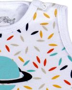 Kit Body Bebê Menino Suedine Estampado Foguete e Planetas