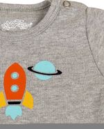 Kit Body Bebê Menino Suedine Estampado Foguete e Planetas