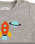 Kit Body Bebê Menino Suedine Estampado Foguete e Planetas