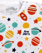 Kit Body Bebê Menino Suedine Estampado Foguete e Planetas