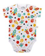 Kit Body Bebê Menino Suedine Estampado Foguete e Planetas