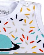 Kit Body Bebê Menino Suedine Estampado Foguete e Planetas