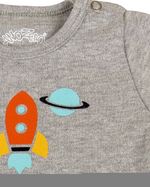 Kit Body Bebê Menino Suedine Estampado Foguete e Planetas