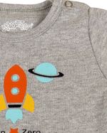 Kit Body Bebê Menino Suedine Estampado Foguete e Planetas