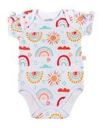 Kit Body Bebê Menina Suedine Estampado Sol e Arco Íris
