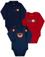 Kit Body Bebê Menino Menina Manga Longa Suedine Algodão Fio Egípcio e Piquet Silk Ursinho Cool