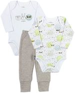 Kit Body e Culote Bebê Suedine Liso e Estampado Bichinhos