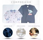 Macacao Bebe Suedine Ziper Menino Estampado e Liso Kit Macacão Suedine Algodao Barquinhos 2 Pecas