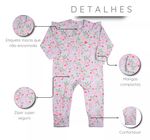 Macacao Bebe Suedine Ziper Menina Estampado e Liso Kit Macacão Suedine Algodao Floral 2 Pecas