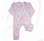 Macacao Bebe Suedine Ziper Menina Estampado e Liso Kit Macacão Suedine Algodao Floral 2 Pecas
