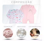 Macacao Bebe Menina Suedine Ziper Estampado e Liso Kit Macacão Suedine Algodao Coracoes 2 Pecas