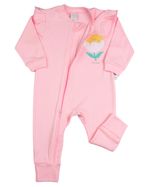 Macacao Bebe Suedine Menina Ziper Estampado e Liso Kit Macacão Suedine Algodao Bolinhas e Flor 2 Pc