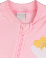 Macacao Bebe Suedine Menina Ziper Estampado e Liso Kit Macacão Suedine Algodao Bolinhas e Flor 2 Pc