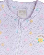 Macacao Bebe Suedine Menina Ziper Estampado e Liso Kit Macacão Suedine Algodao Bolinhas e Flor 2 Pc