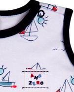 Macacao Bebe Menino Curto Suedine Liso e Estampado Kit Macacão Suedine Algodao Verao Barquinhos 2 Pç