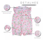 Macacao Bebe Suedine Menina Estampado e Liso Kit Macacão Suedine Algodao Floral 2 Pecas